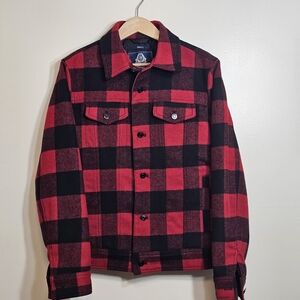 American Rag Red and Black Plaid Shirt Jacket